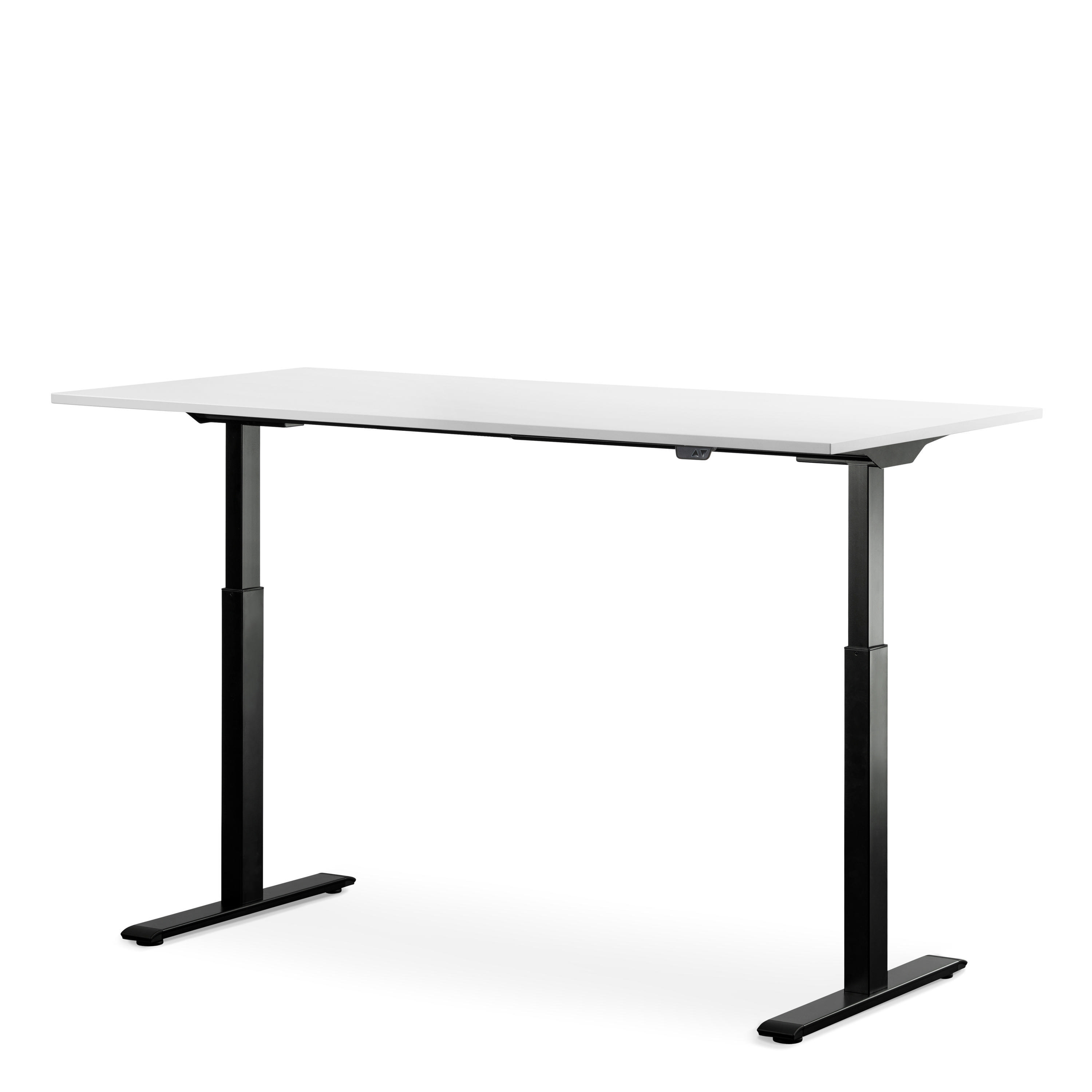 WRK21 160x80 cm Schreibtisch, Weiß Steh-Sitz höhenverstellbarer elektronisch Schwarz Tischplatte: Tischgestell
