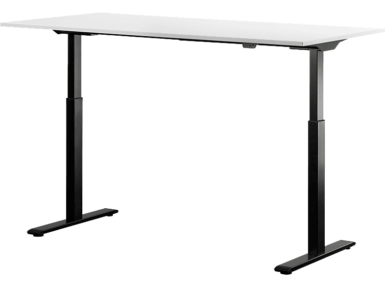 WRK21 160x80 cm elektronisch höhenverstellbarer Steh-Sitz Schreibtisch, Weiß Tischgestell: Tischplatte: Schwarz