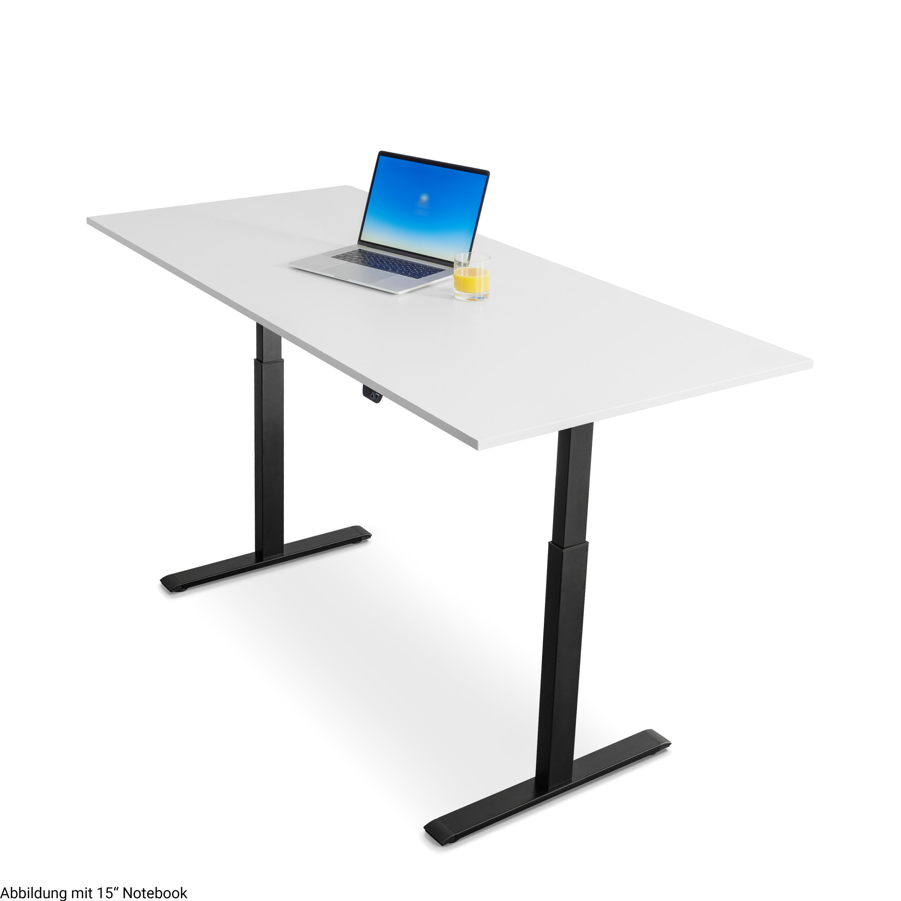 WRK21 180x80 cm elektronisch höhenverstellbarer Steh-Sitz Schreibtisch Tischgestell: Schwarz Tischplatte: Weiß