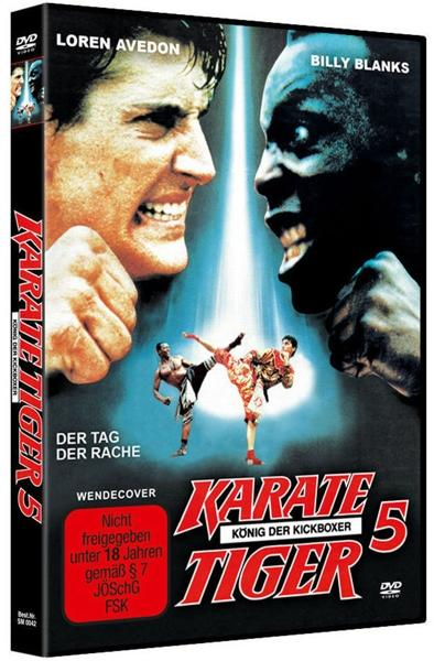 DVD-Cover von Karate Tiger 5 mit zwei kämpfenden Männern.