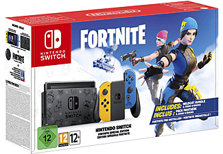 Consola - Nintendo Switch Edición limitada Fortnite, Portátil, Joy-Con Azul y Amarillo
