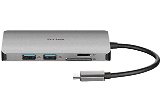 USB Hub - D-Link DUB‑M810, HDMI/Ethernet/Lector de tarjetas/Suministro de alimentación, Plata
