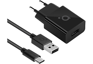 ACME CH212 1-portos USB Fali töltő 12W, 2.4A + Type C kábel, fekete