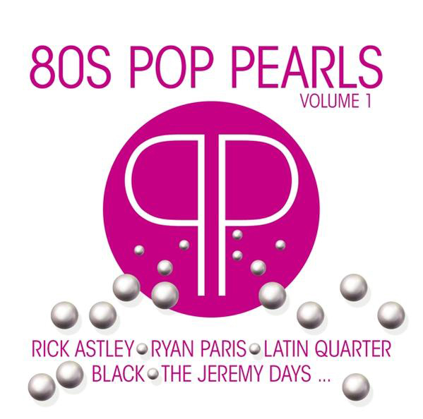 Albumcover: weißer Hintergrund mit Perlen. Text: 80s Pop Pearls Volume 1.