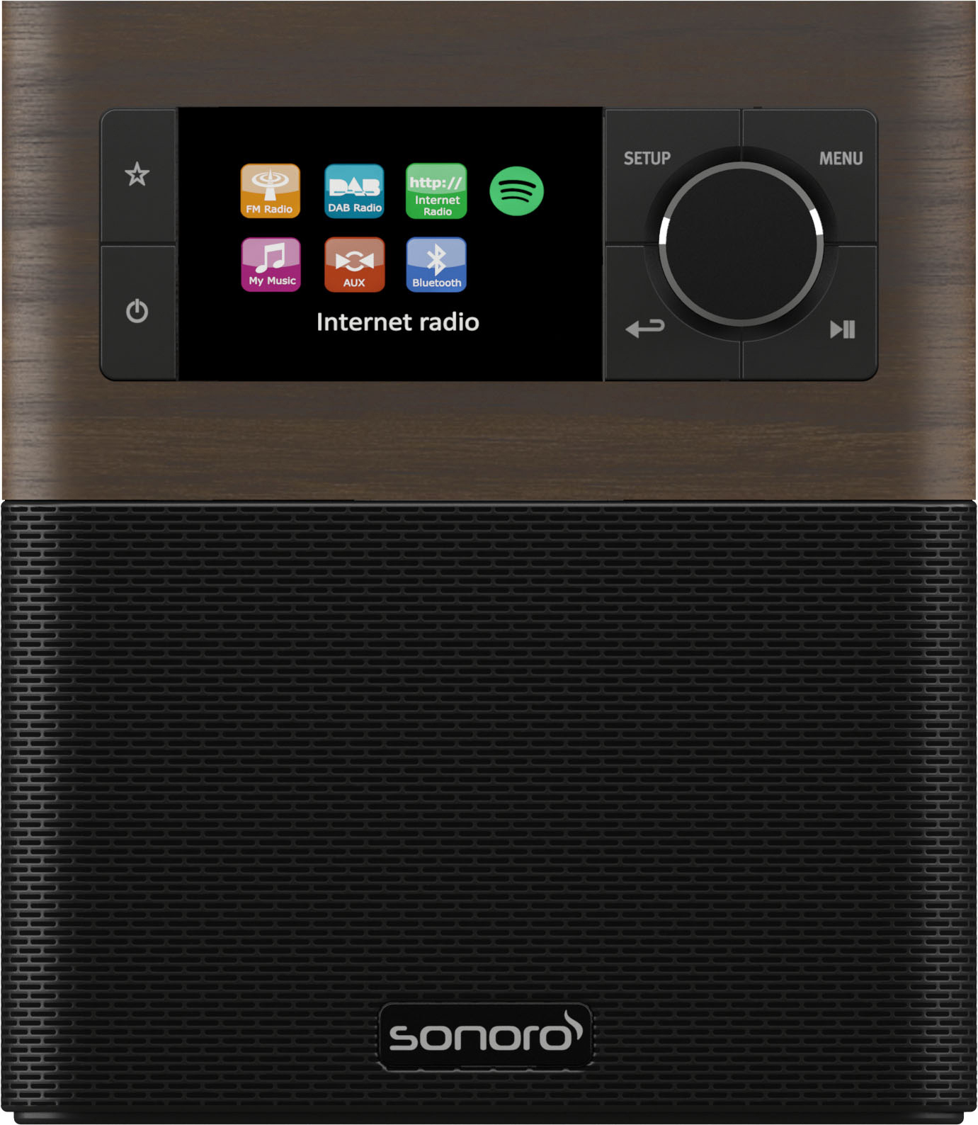 SONORO Stream Internetradio, Internet Radio, FM, DAB+, Bluetooth, Walnuss/Schwarz