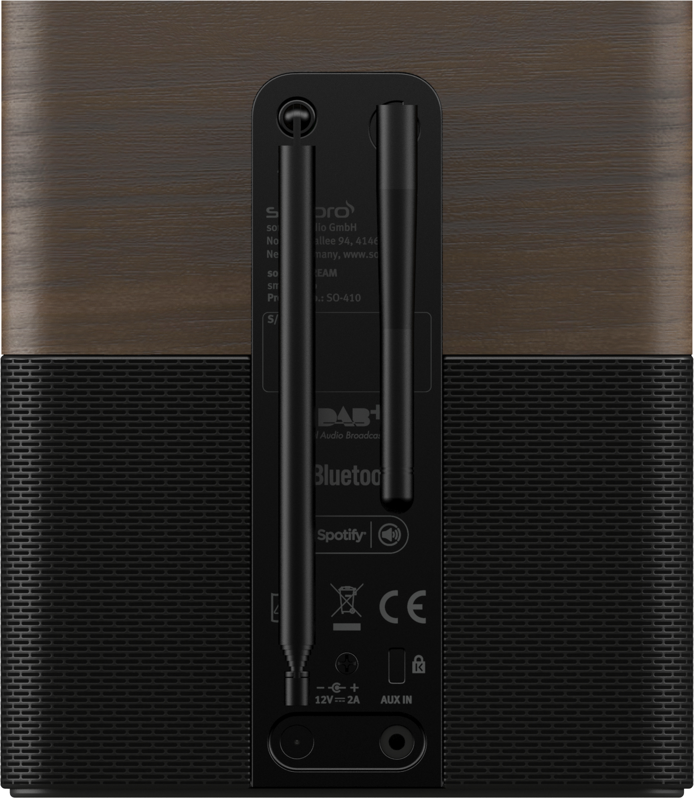 SONORO Stream Internetradio, Internet Radio, FM, DAB+, Bluetooth, Walnuss/Schwarz