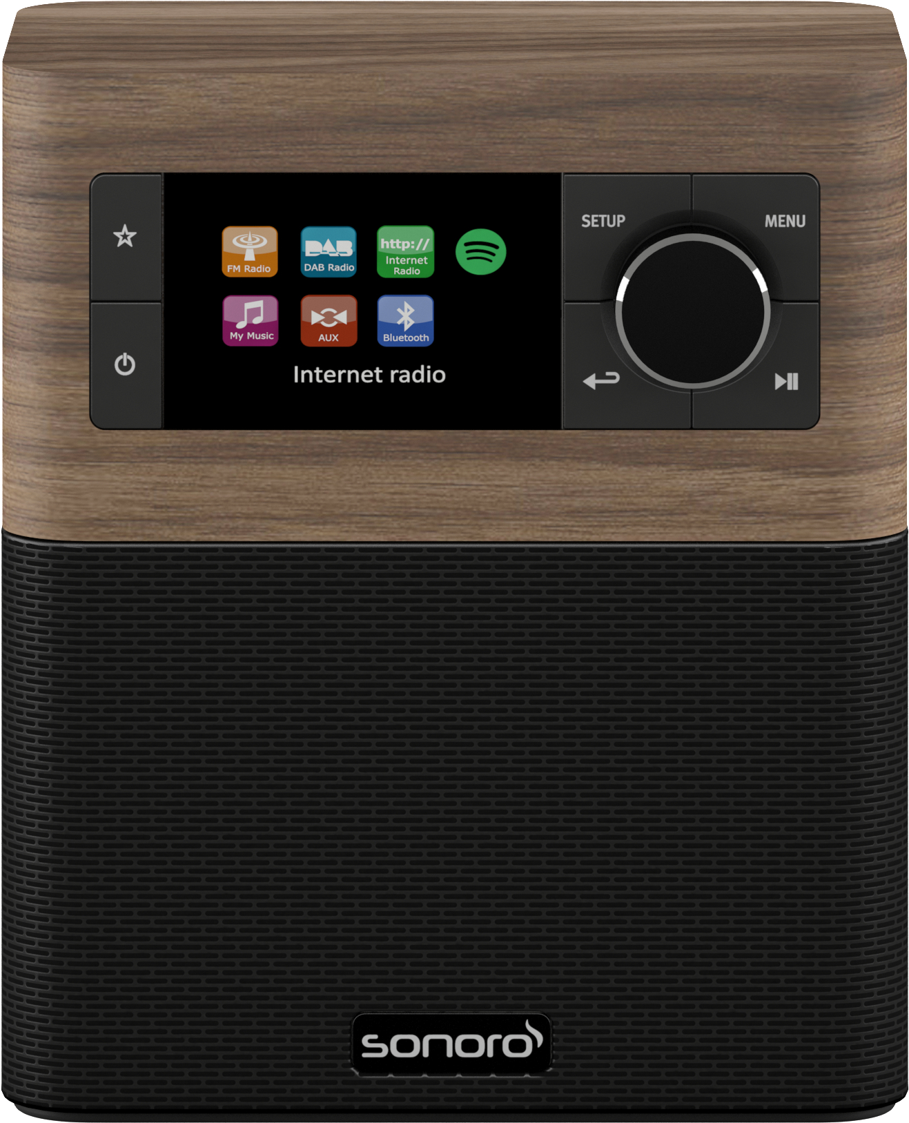 SONORO Stream Internetradio, Internet Radio, FM, DAB+, Bluetooth, Walnuss/Schwarz