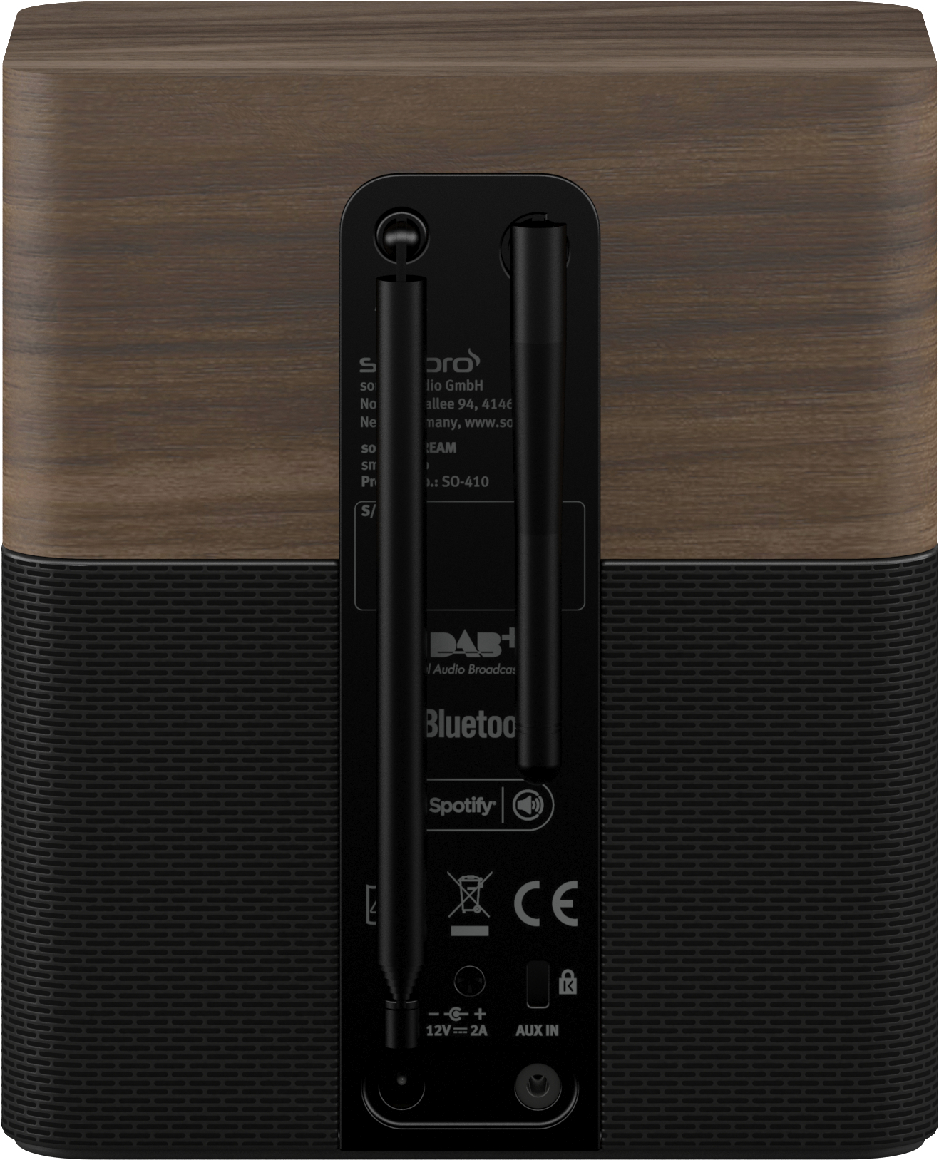 SONORO Stream Internetradio, Internet Radio, FM, DAB+, Bluetooth, Walnuss/Schwarz