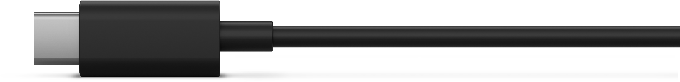 Fekete USB-C kábel. A kábel vékony, bal oldalon USB-C csatlakozóval.