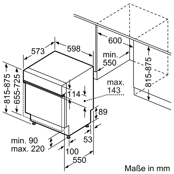 Geschirrspüler 598 mm dB (teilintegrierbar, breit, (A), SIEMENS SN53ES15AE 44 C)