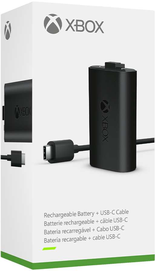 Un emballage noir du kit de charge de batterie Xbox.