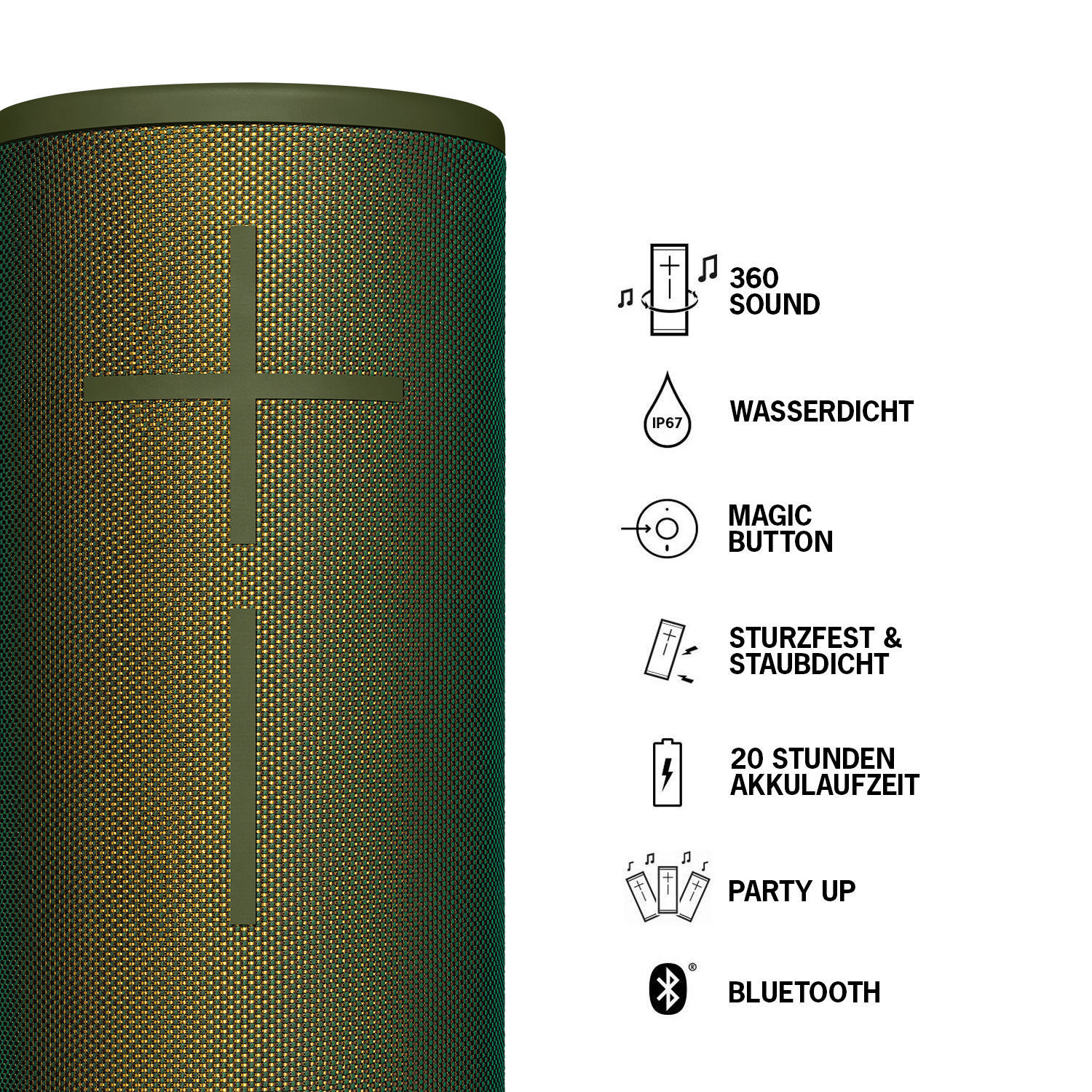 ULTIMATE EARS MEGABOOM 3 Bluetooth Lautsprecher, Forest Green, Wasserfest