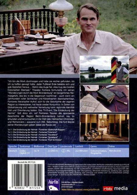Rückseite einer DVD-Hülle mit einem Mann, Text und Bildern zum Thema Heimat.