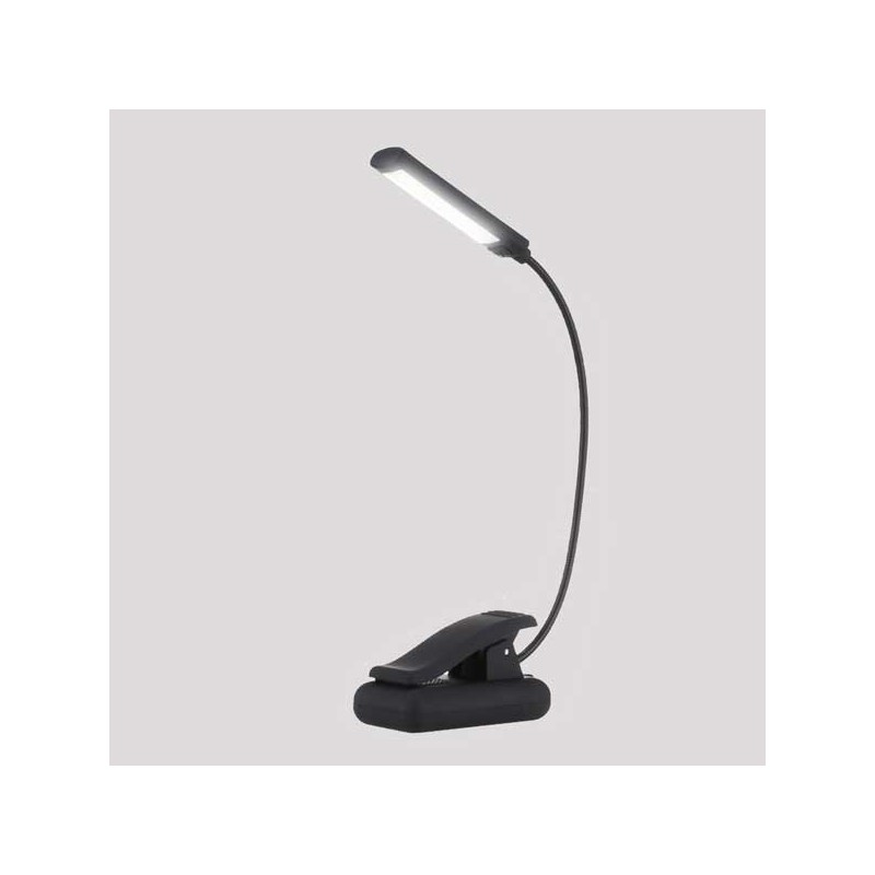 Luz Led Cob pinza ajustable brazo flexible 3 modos sobremesa ebook negro clenersa de lectura con tablet pilas o usb