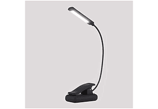 Lámpara - Clener, Luz LED COB, Pinza ajustable, Brazo flexible, 3 modos, Sobremesa, eBook, Negro