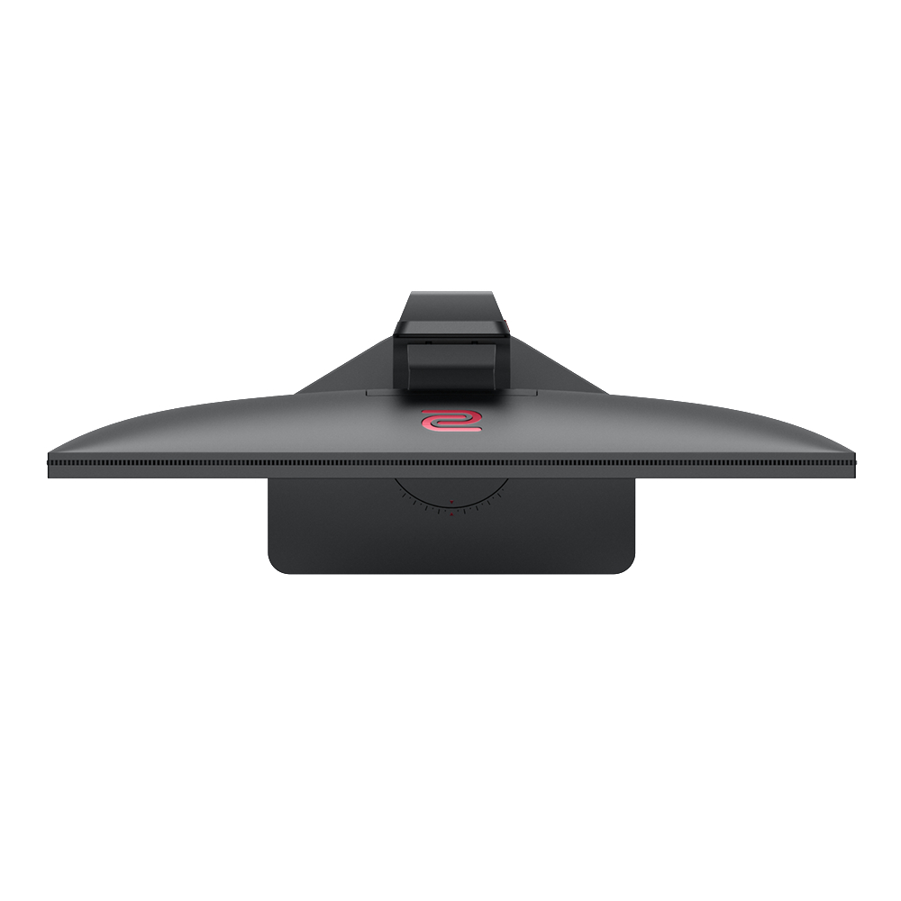 Draufsicht auf einen schwarzen Monitor. Das rote ZOWIE-Logo ist in der Mitte des Bildschirms zu sehen.