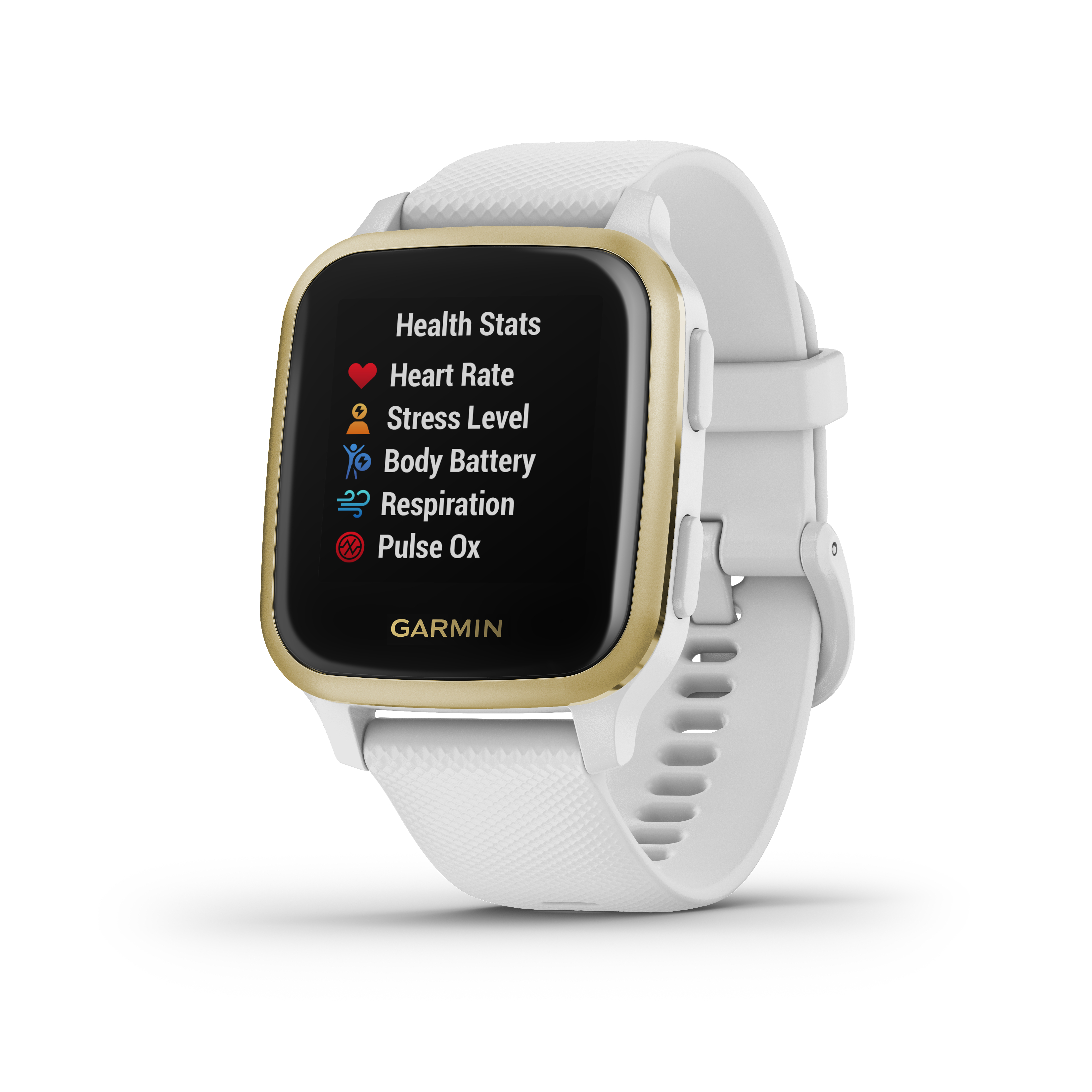 -, SQ Venu Silikon, Polymer Smartwatch GARMIN Weiß/Gold