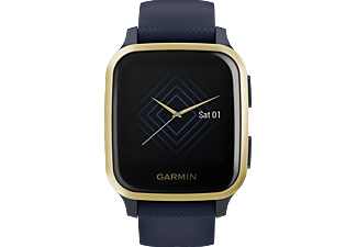GARMIN Venu SQ Music Smartwatch Polymer Silikon, -, Dunkelblau/Gold