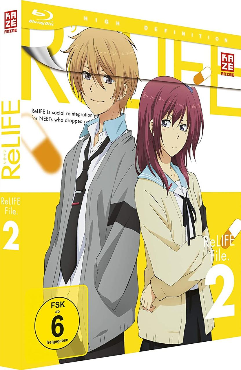 ReLIFE File 2 DVD-Hülle mit Anime-Charakteren auf dem Cover.