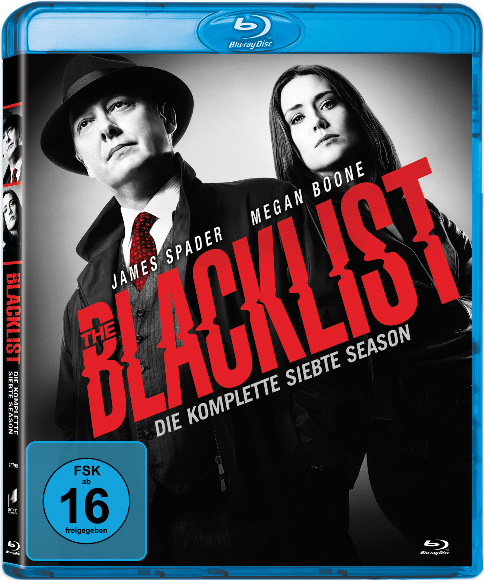 DVD-Cover für The Blacklist mit James Spader und Megan Boone, auf Deutsch.