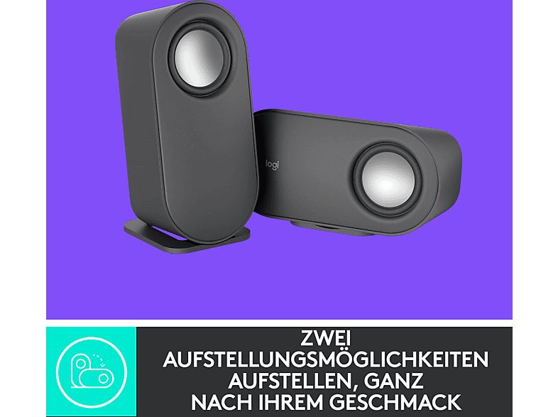 LOGITECH Z407 2.1 Lautsprecher 80W, Bluetooth, Fernbedienung, Grafit; PC-Lautsprecher — Foto 5 von 5