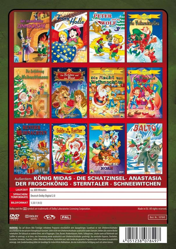 DVD-Hülle mit verschiedenen Cartoon-Filmcovern. Enthält Titel auf Deutsch.