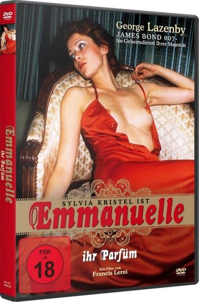 DVD-Cover von Emmanuelle, eine Frau in rotem Kleid.