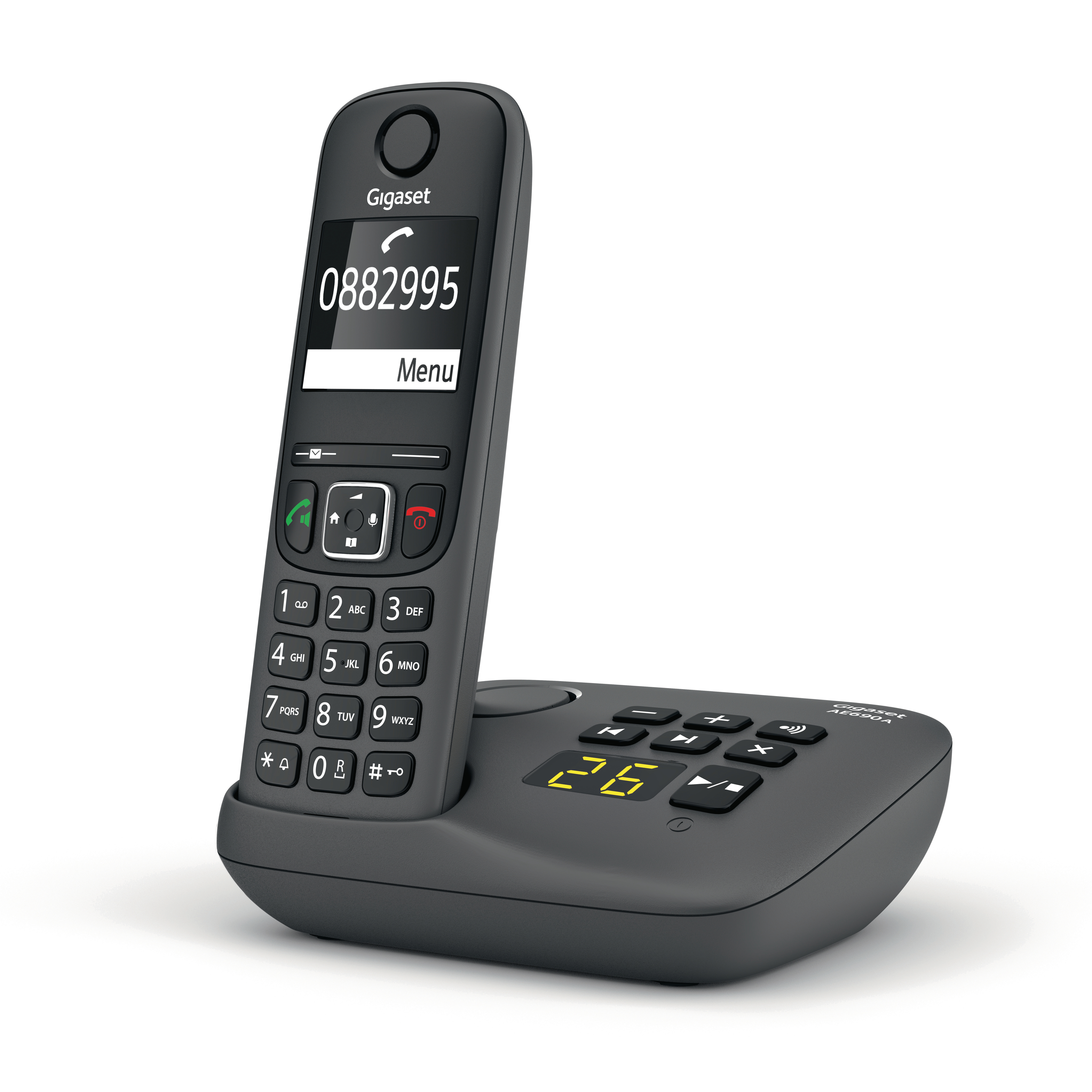 GIGASET AE690A Duo – Telefono Fisso DECT/Analogico – 2 Terminali Wireless – Vivavoce, Rubrica 100 Nomi, Identificativo Chiamate – Colore Antracite