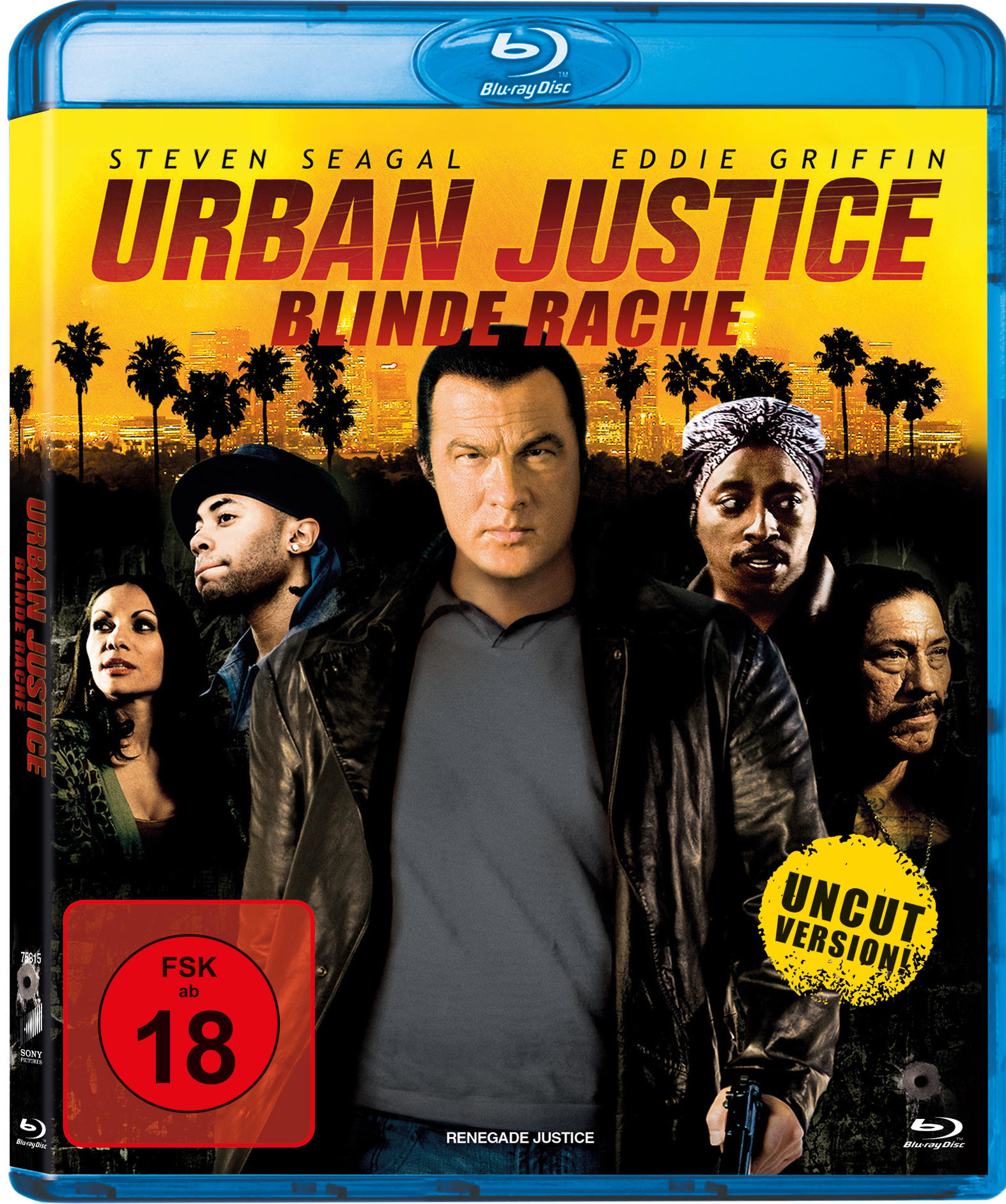 Filmcover mit Steven Seagal und anderen, mit Stadtkulisse.