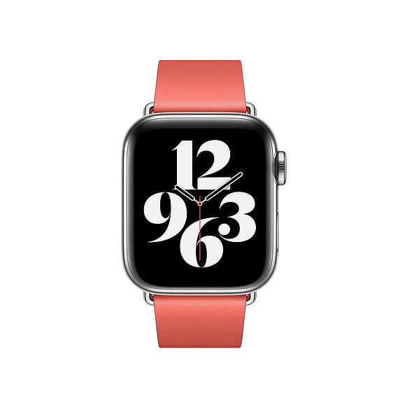 APPLE 40 mm Modernes Lederarmband, Ersatzarmband, Zitruspink