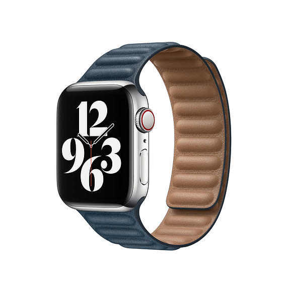 APPLE 40 mm Lederarmband mit Endstück , Ersatzarmband, Baltischblau
