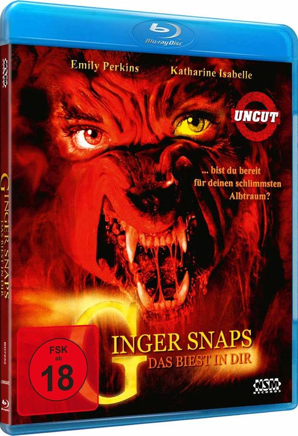 Blu-ray-Filmhülle mit rotem Bild eines knurrenden Werwolfs.