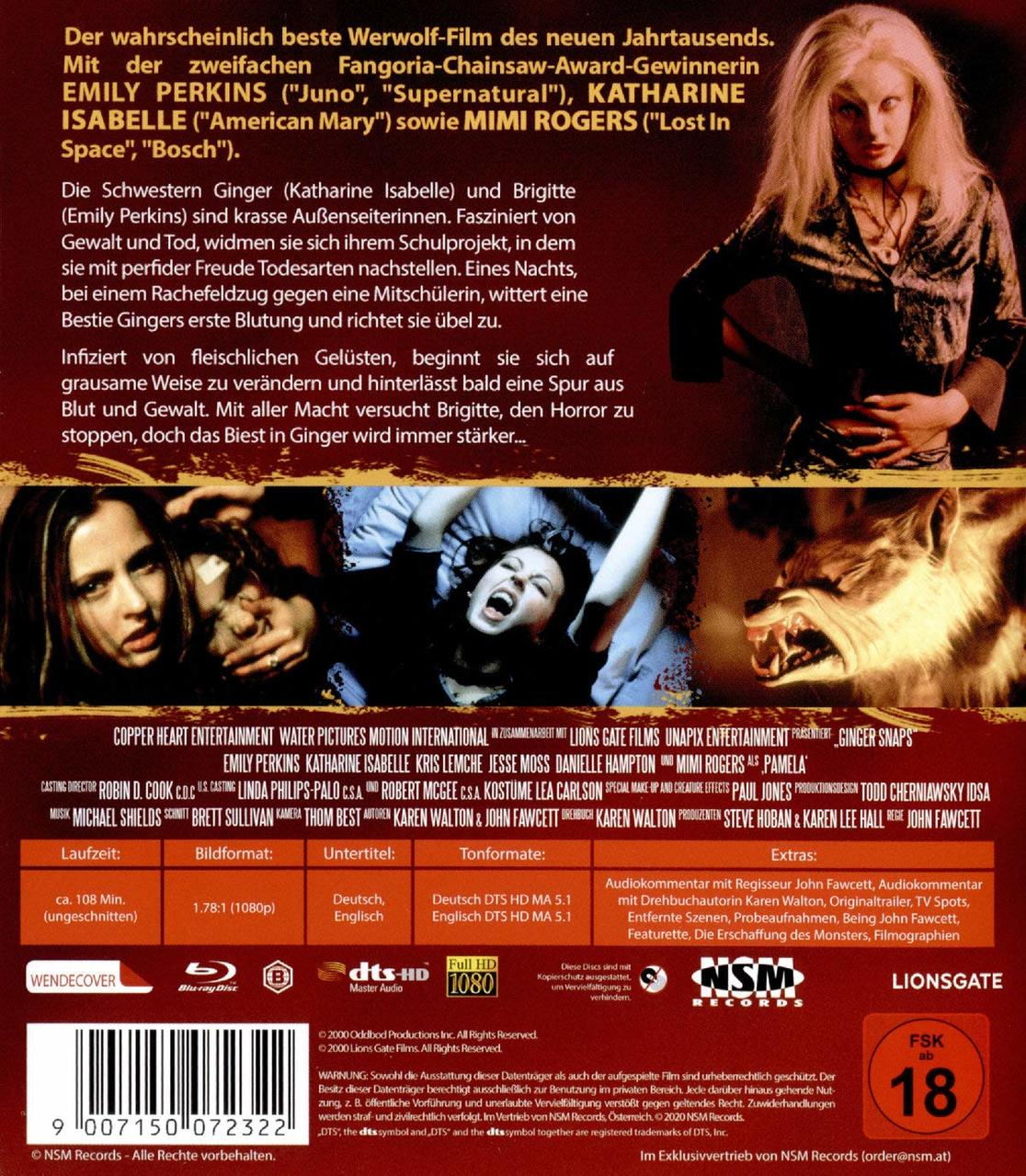 Filmcover eines Horrorfilms mit einer Frau, einem Werwolf und Text.
