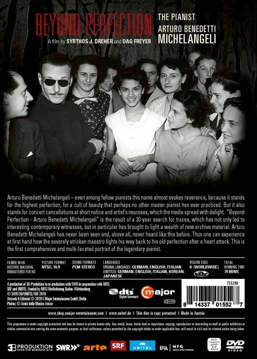 DVD-Cover für "Beyond Perfection". Zeigt Leute und Text über den Film und den Pianisten.