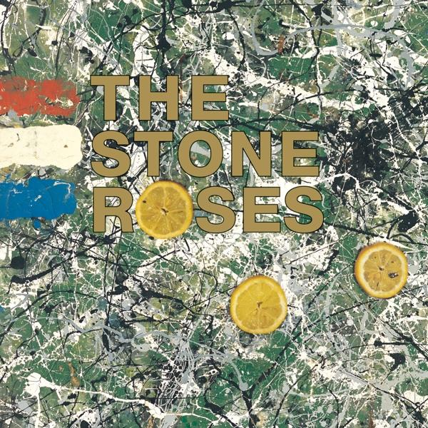 Albumcover mit abstrakter Kunst, Zitronen und dem Text 'The Stone Roses'.