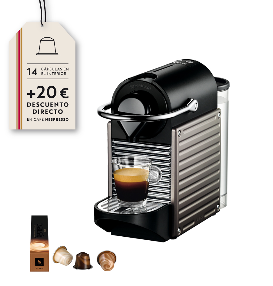 Cafetera de cápsulas - Nespresso® Krups XN3005 PIXIE TITAN, Presión de 19 bares, Automática