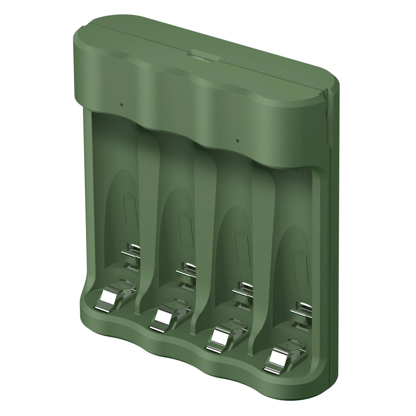 GP GoGreen USB Ladegerät Universal, NiMH, 4x 2100 mAh, Schwarz