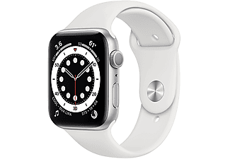 APPLE Watch Series 6 GPS 44mm Silver Aluminium Case with White Sport Band
