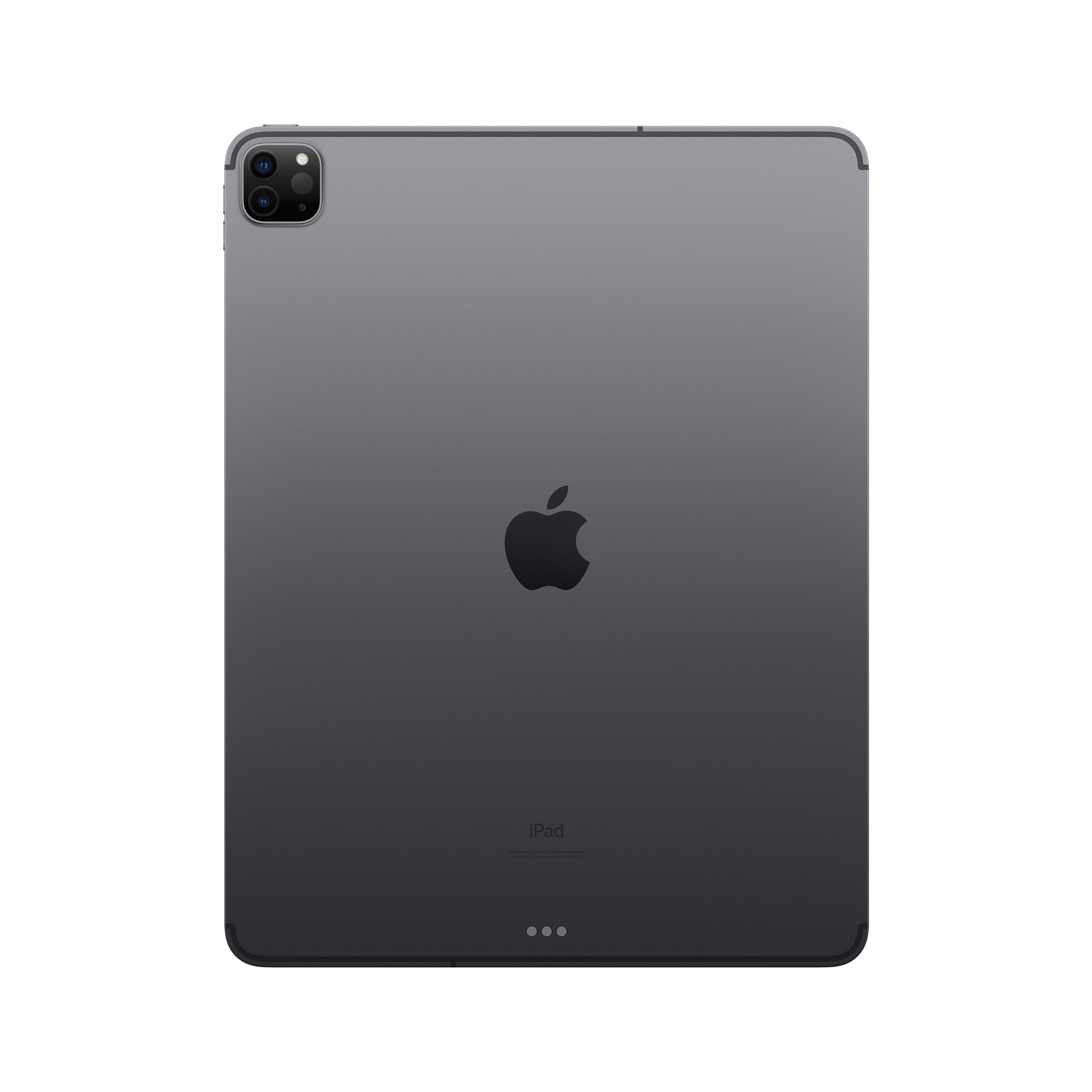 Graue iPad-Rückseite mit Apple-Logo und Kamera. Das iPad befindet sich auf weißem Hintergrund.