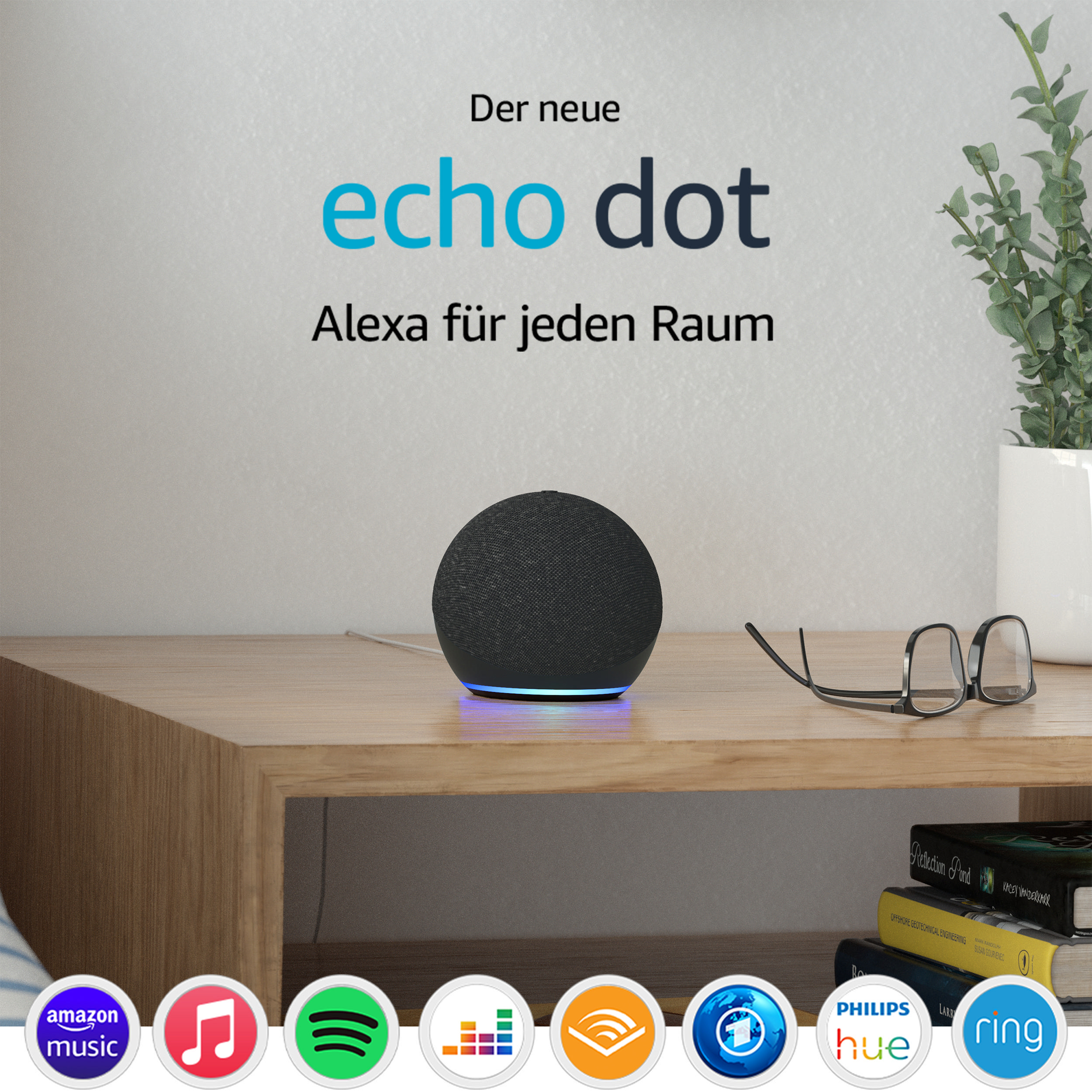 AMAZON Echo Dot (4. Generation), mit Alexa, Smart Speaker, Anthrazit