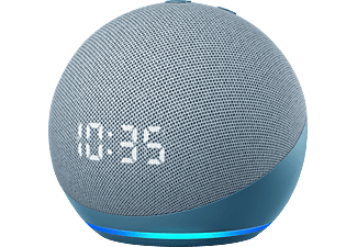 AMAZON Echo Dot (4. Generation) mit Uhr, mit Alexa, Smart Speaker, Blaugrau