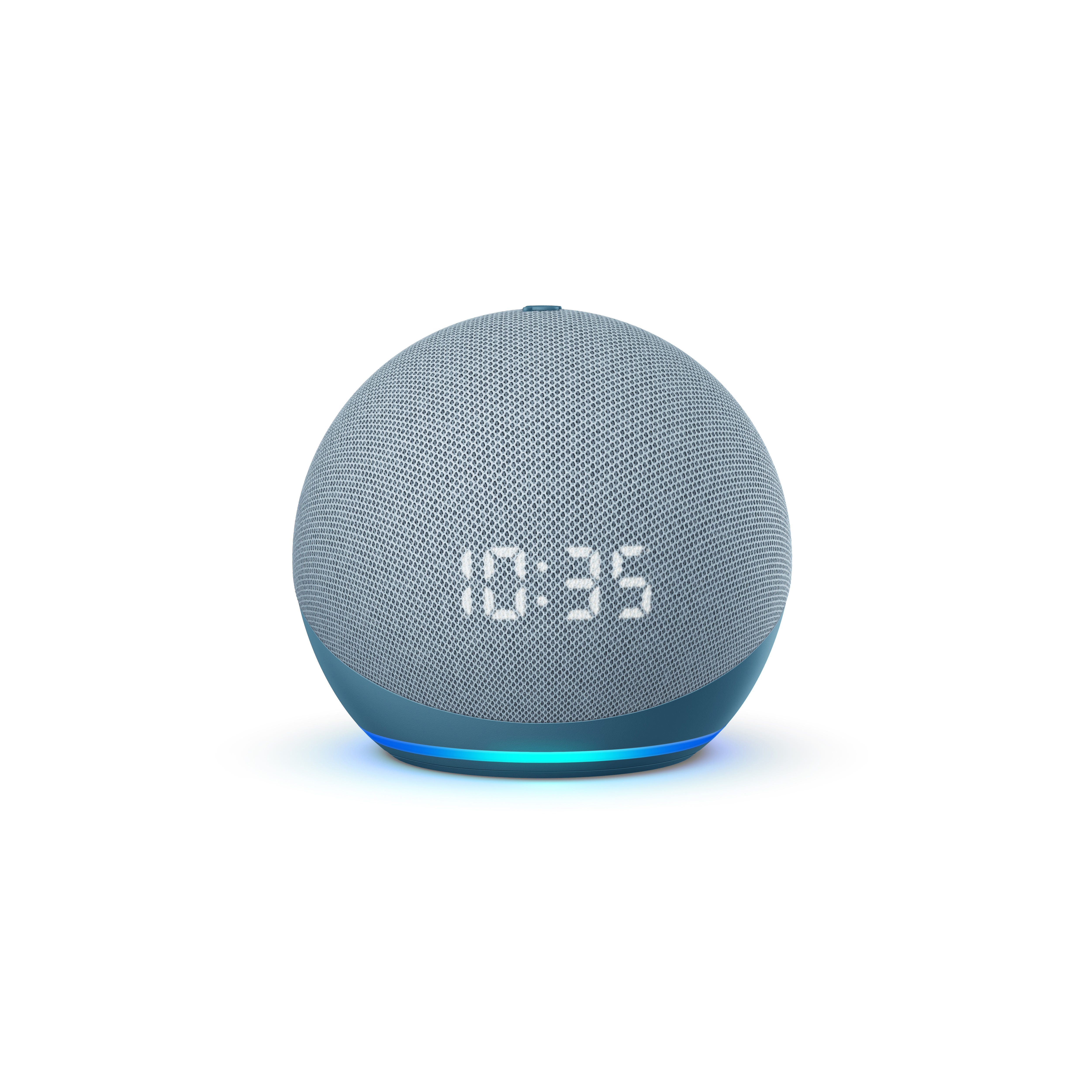 AMAZON Echo Dot (4. Generation) mit Uhr, mit Alexa, Smart Speaker, Blaugrau