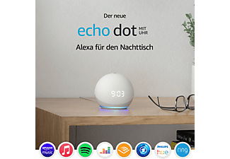 AMAZON Echo Dot (4. Generation), mit Uhr, mit Alexa, Smart Speaker, Weiss