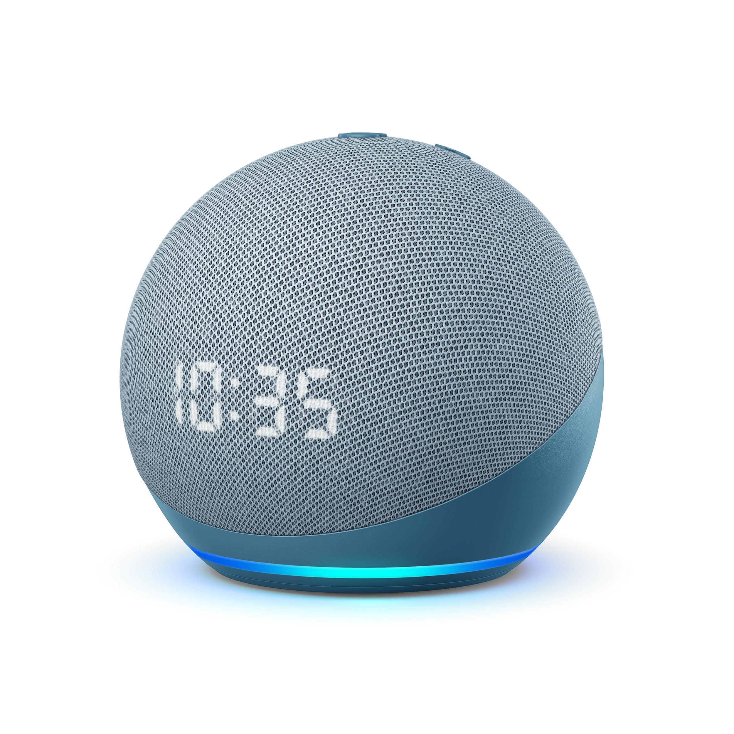 AMAZON Echo Dot (4. Generation) mit Uhr, mit Alexa, Smart Speaker, Blaugrau