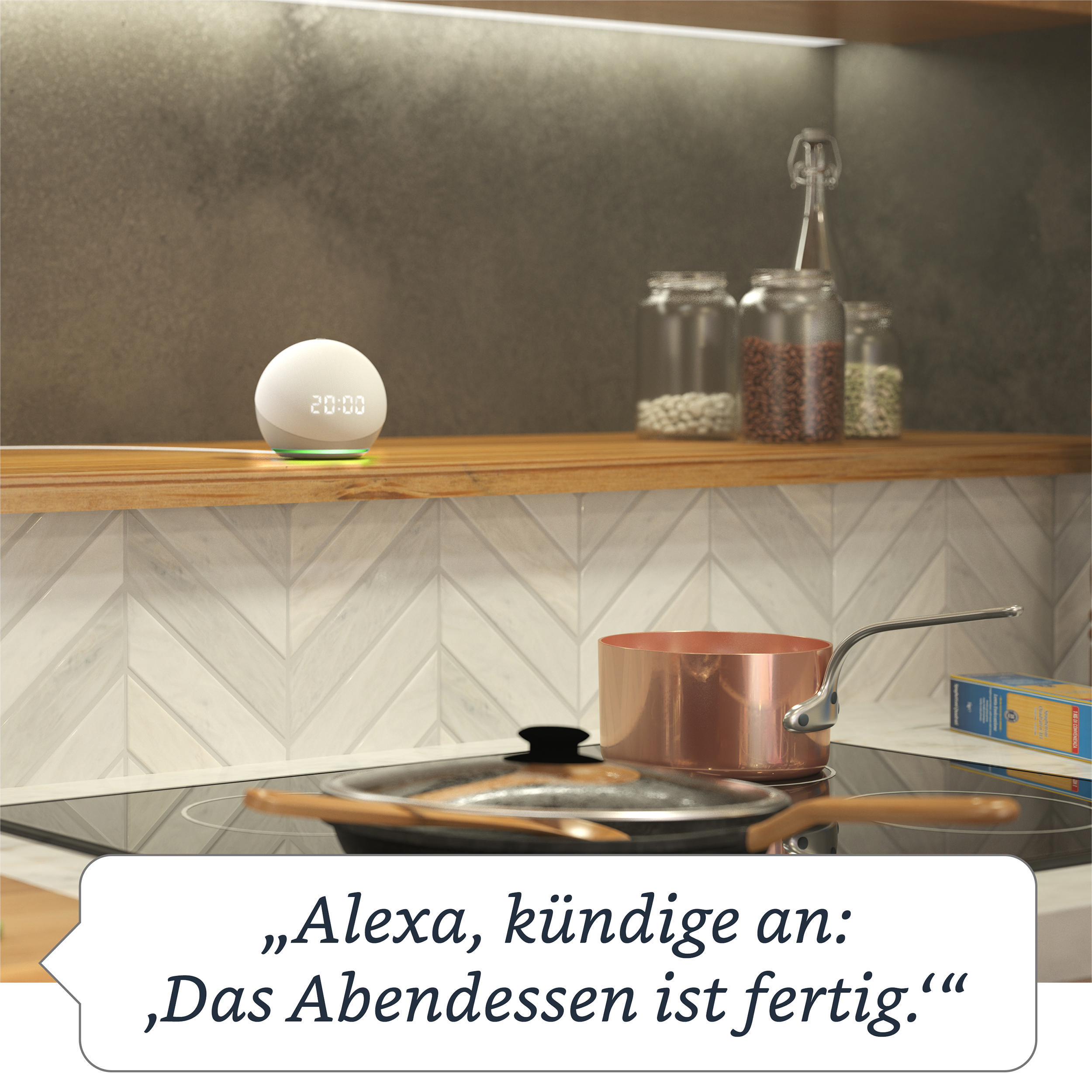 AMAZON Echo Dot (4. Generation), mit Uhr, mit Alexa, Smart Speaker, Weiss