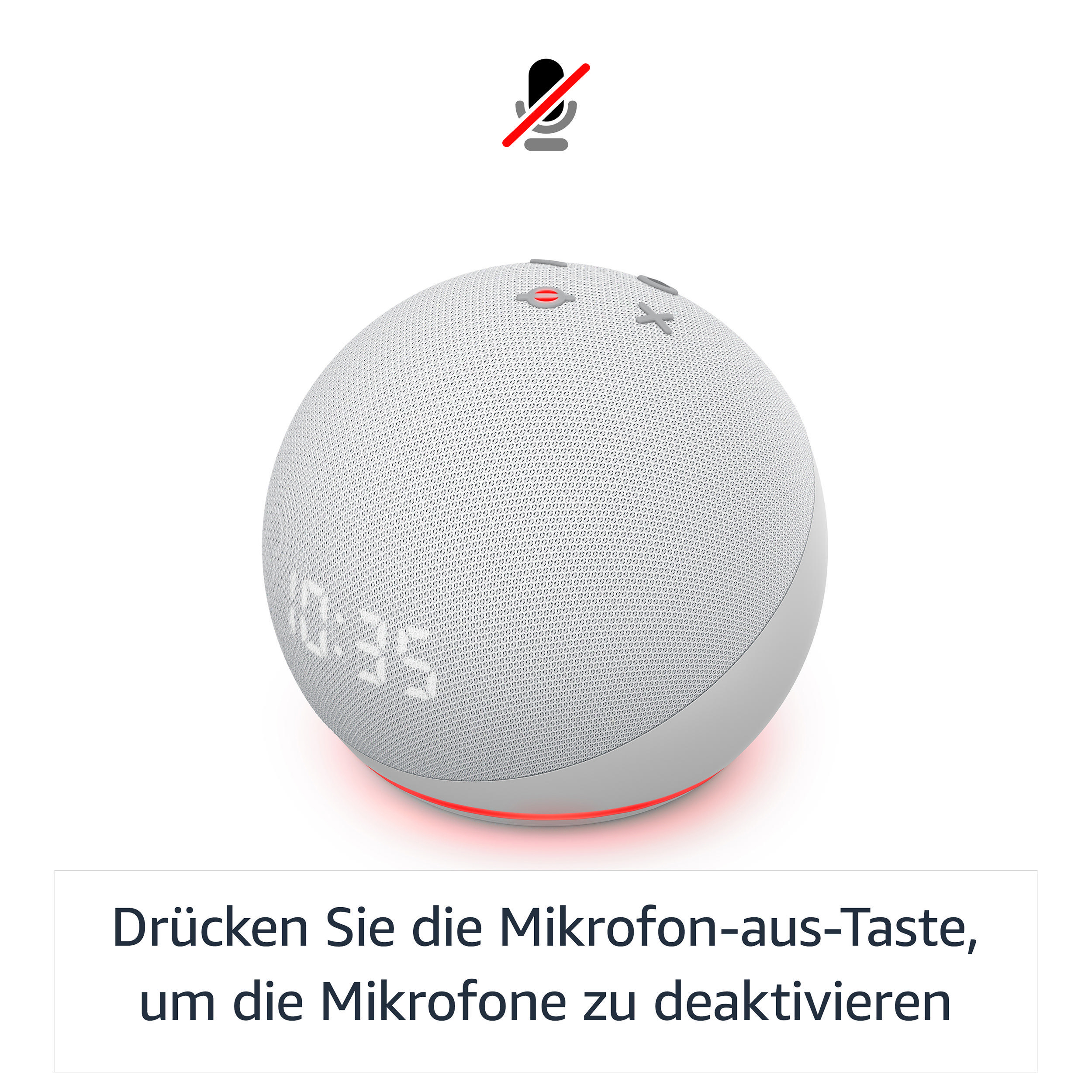 AMAZON Echo Dot (4. Generation), mit Uhr, mit Alexa, Smart Speaker, Weiss