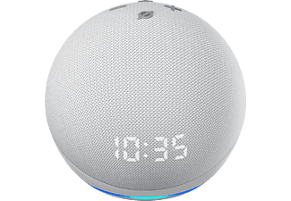 4. Generation NEU! Smart Speaker Amazon Echo Dot mit Uhr in Weiß - Alexa 