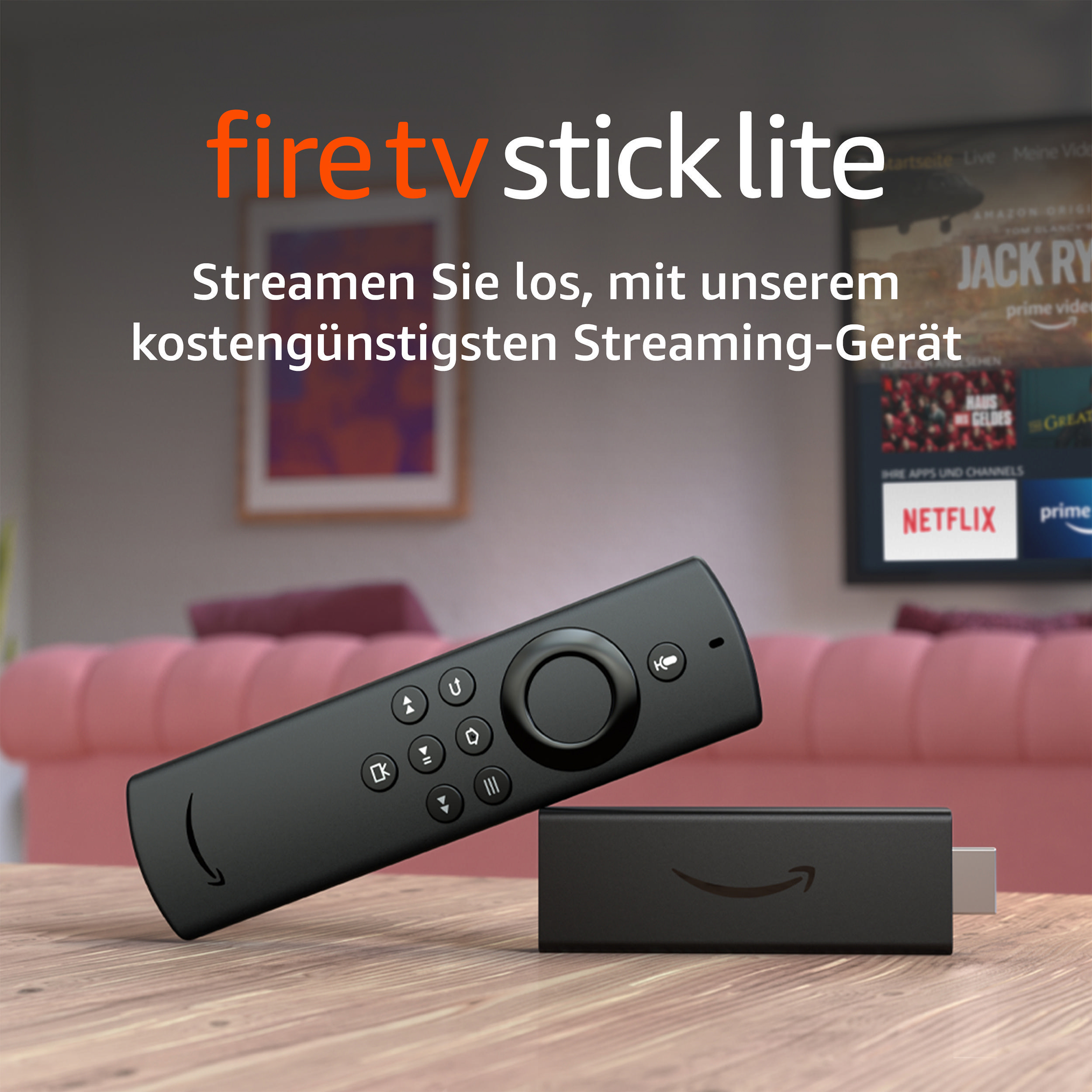 AMAZON Fire TV Stick Lite mit Alexa-Sprachfernbedienung Lite Streaming Stick 8 GB, Schwarz