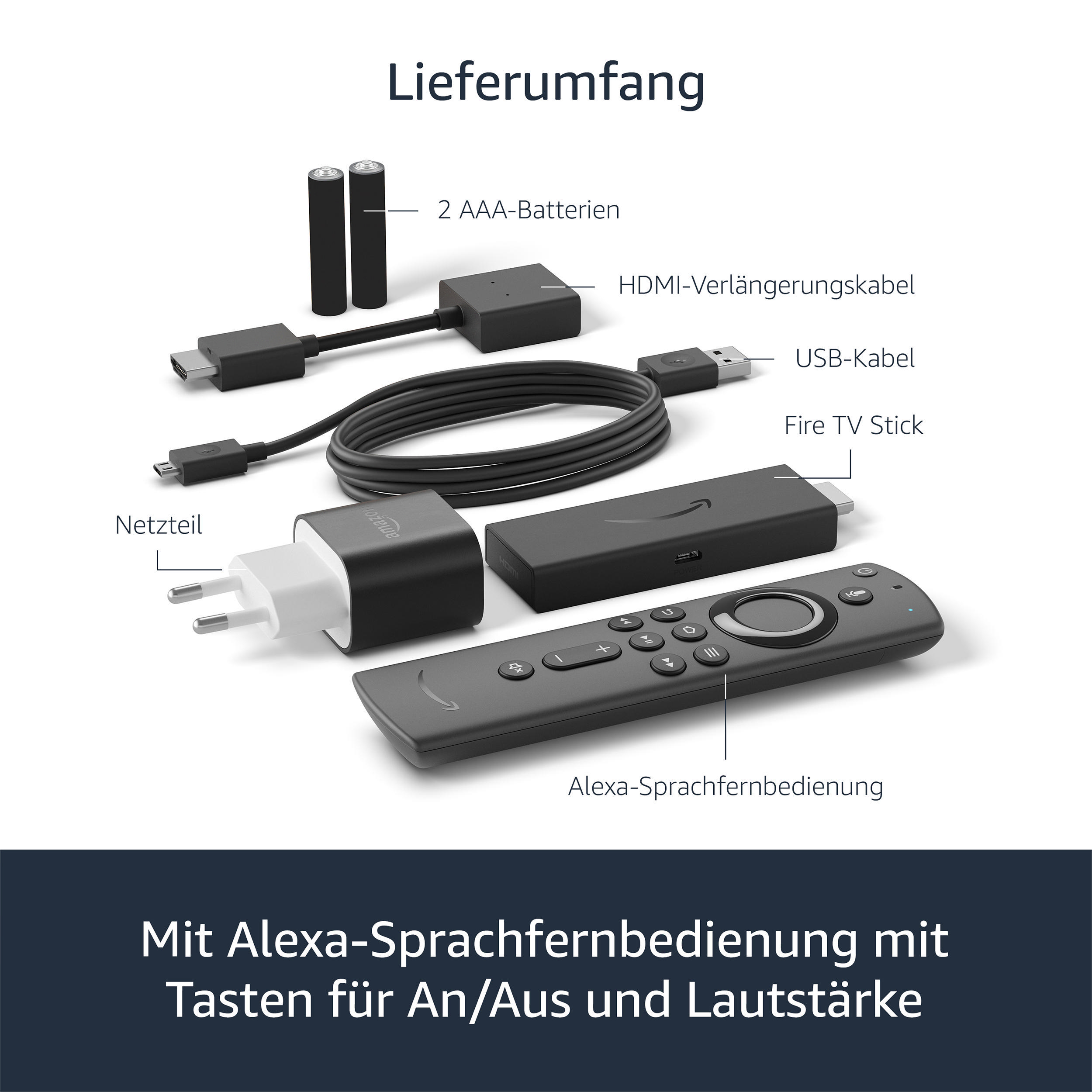AMAZON Fire TV Stick mit Alexa-Sprachfernbedienung Streaming Stick 8 GB, Schwarz