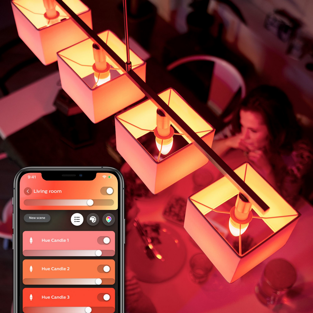 Pack 2 Bombillas inteligentes - Philips Hue White and Color Ambiance, E14, Domótica, Luz Blanca y Color